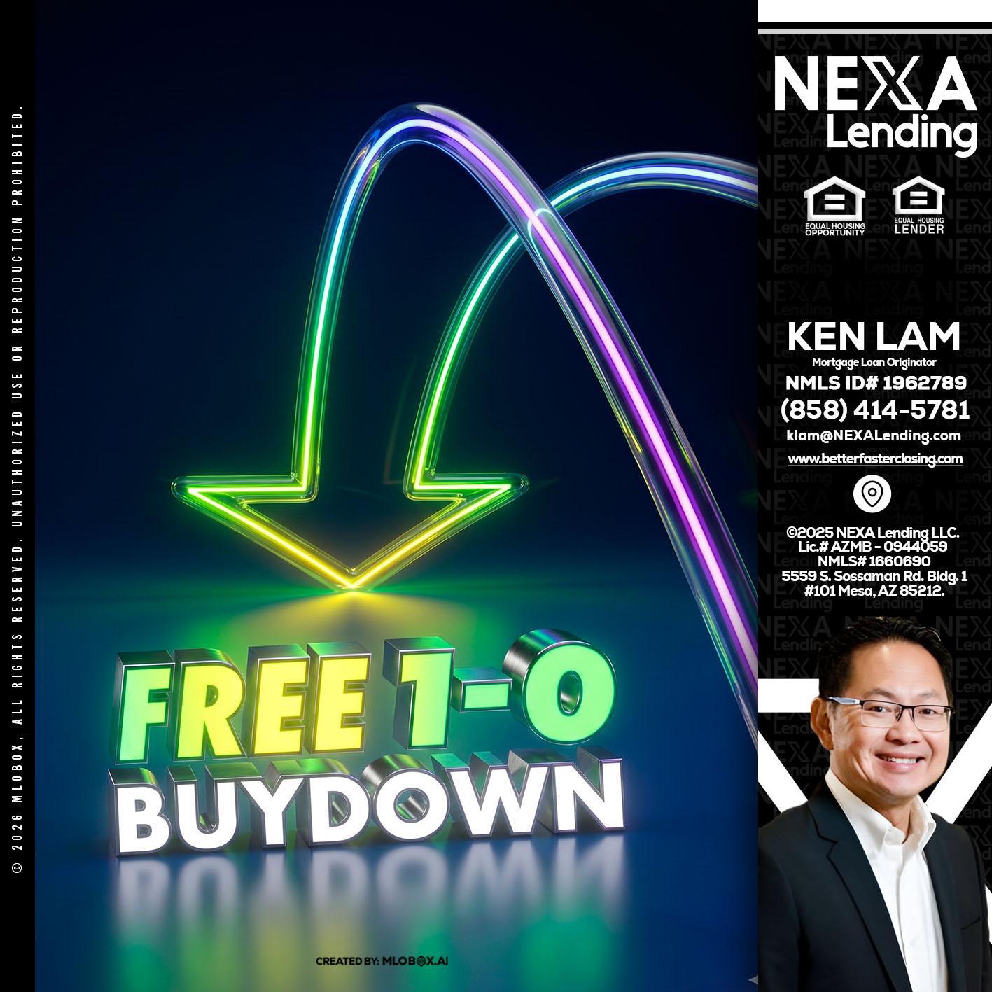 FREE 1-0 BUYDOWN - Ken Lam -Mortgage Loan Officer