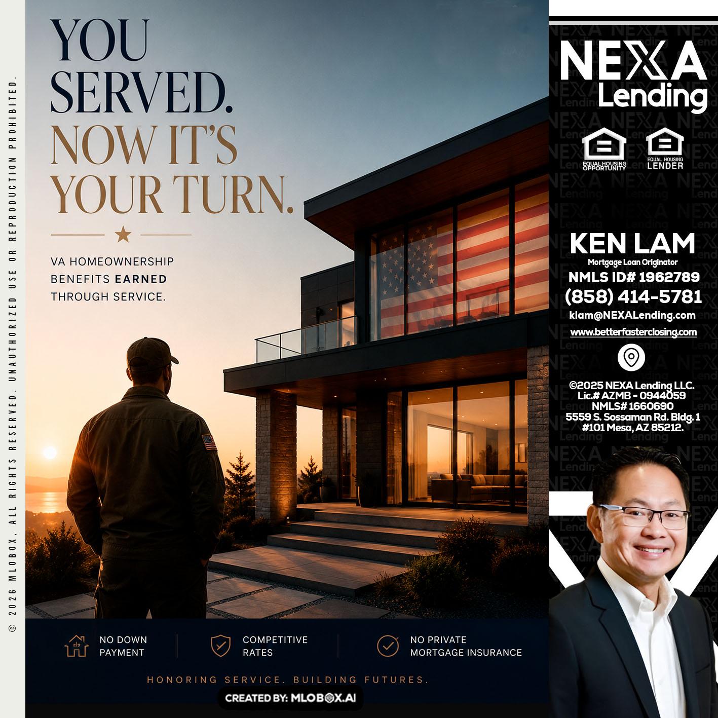 YOU SERVED - Ken Lam -Mortgage Loan Officer