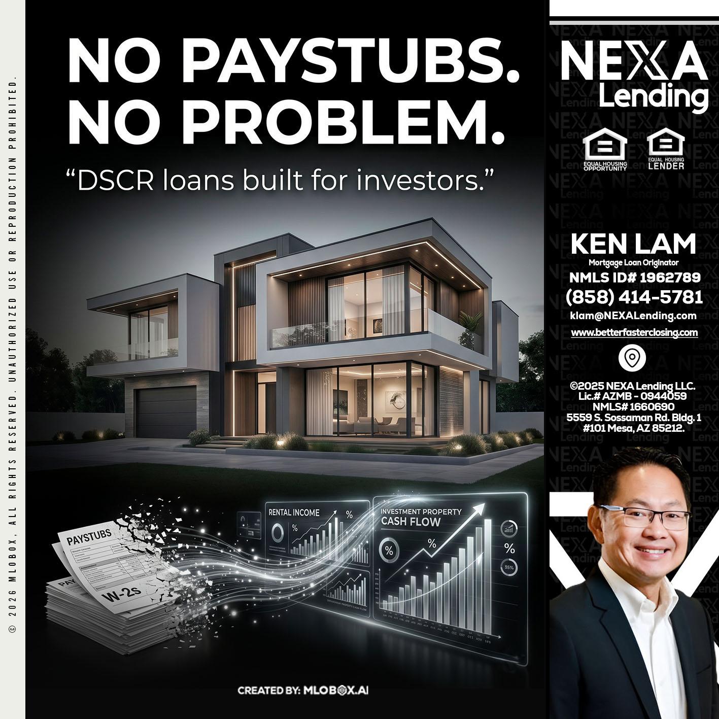 no paystub - Ken Lam -Mortgage Loan Officer