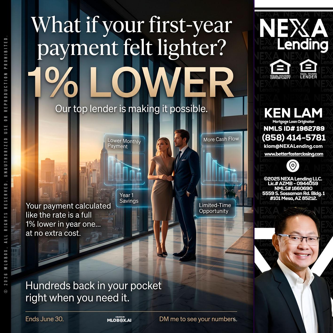 1% LOWER - Ken Lam -Mortgage Loan Officer