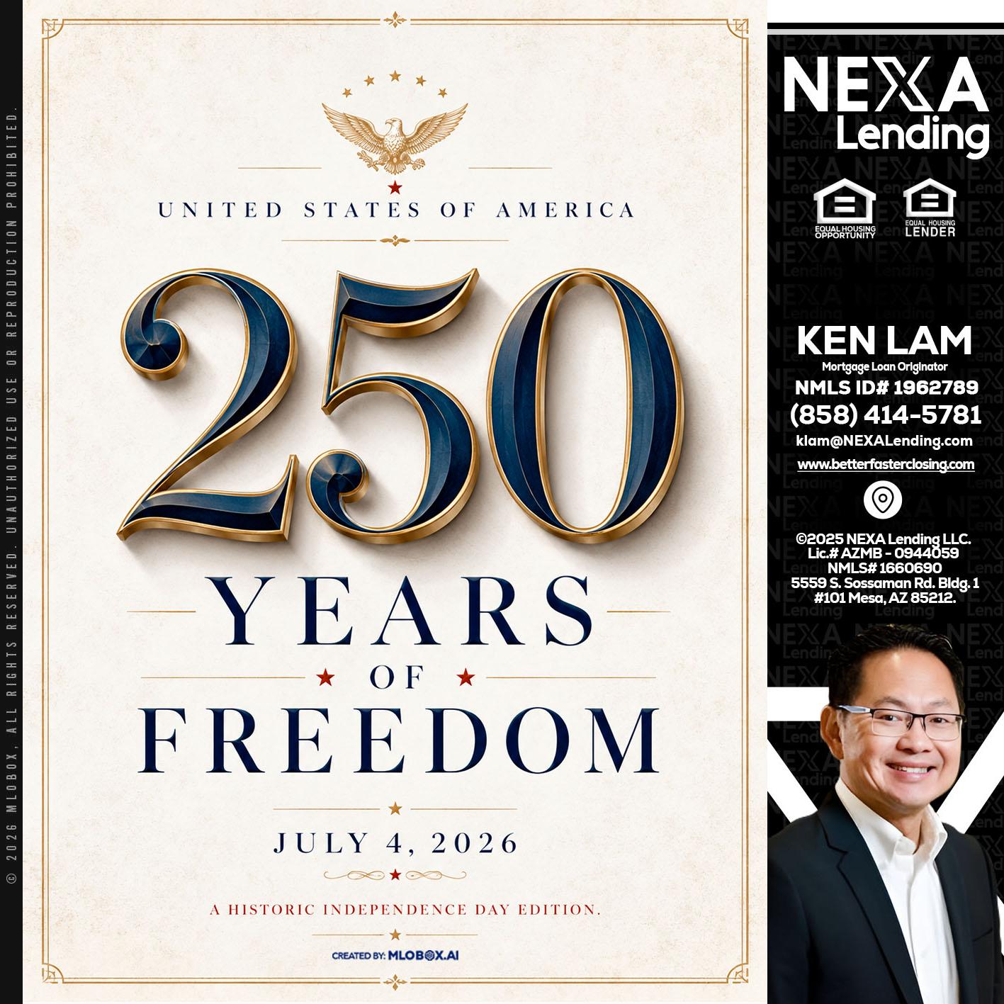 250 YEARS - Ken Lam -Mortgage Loan Officer