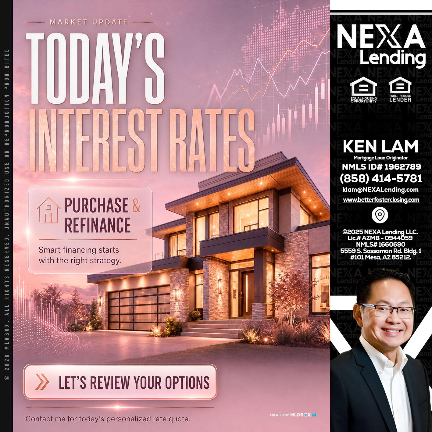 todays interest rates - Ken Lam -Mortgage Loan Officer