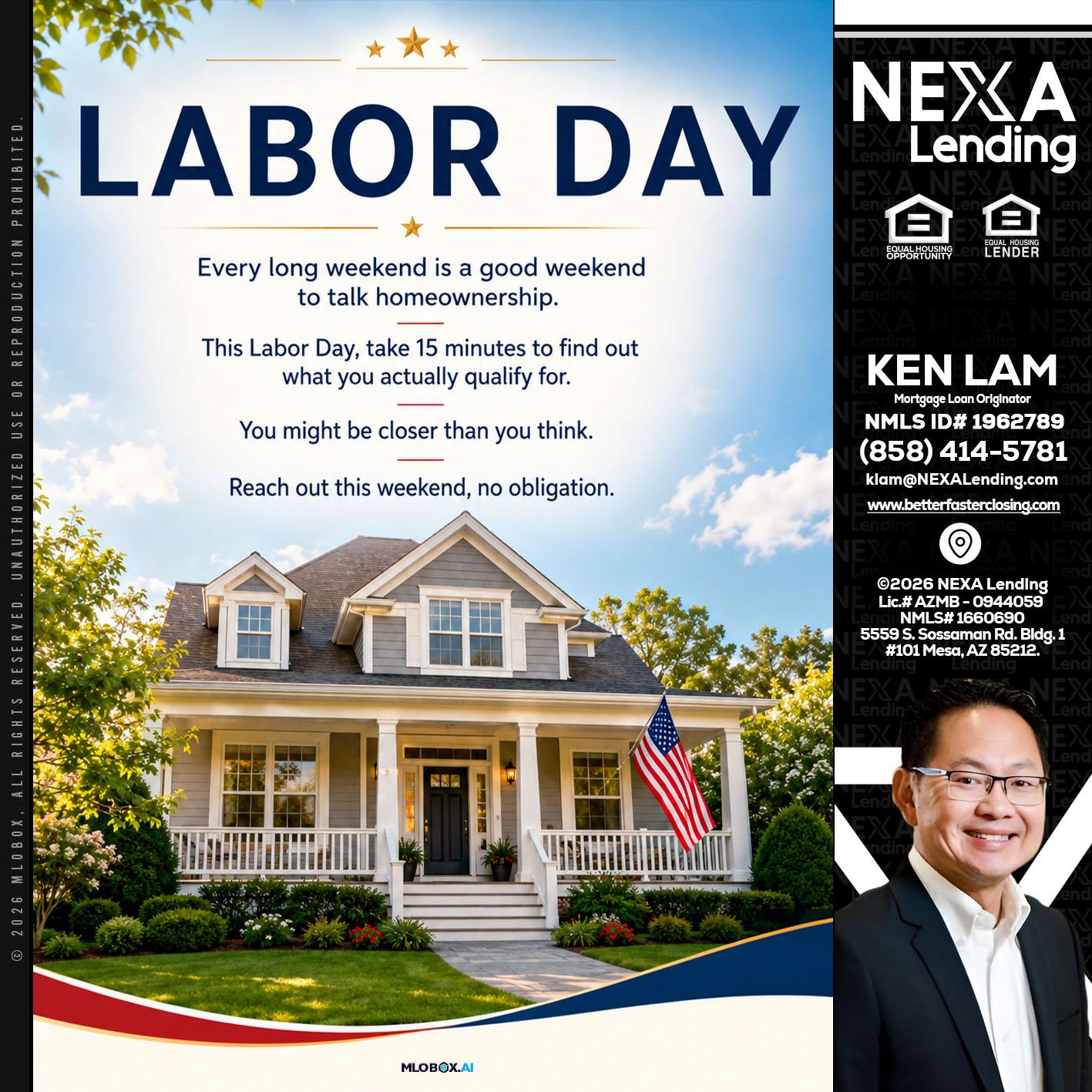 LABOR DAY - Ken Lam -Mortgage Loan Officer