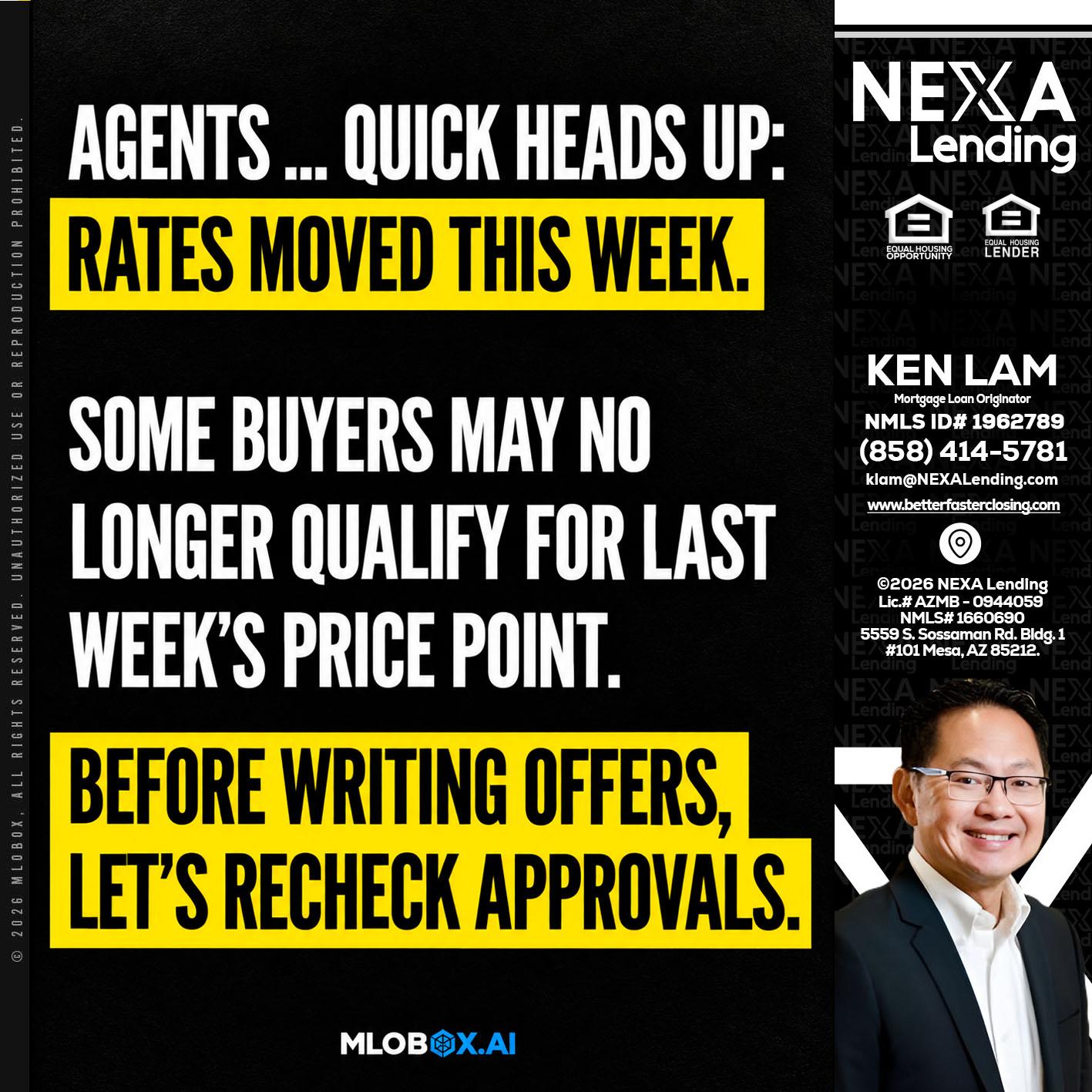AGENTS QUICK - Ken Lam -Mortgage Loan Officer
