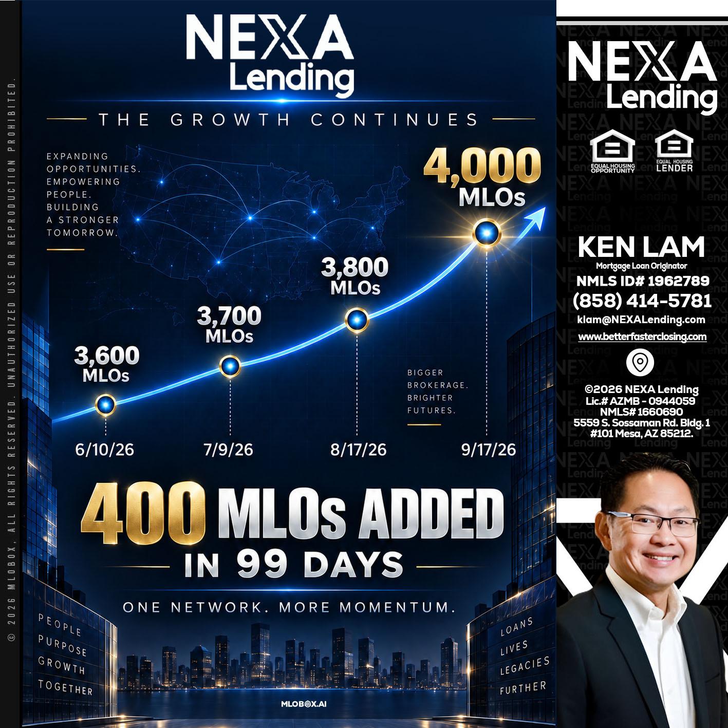 NEXA Lending 4000 MLOs - Ken Lam -Mortgage Loan Officer