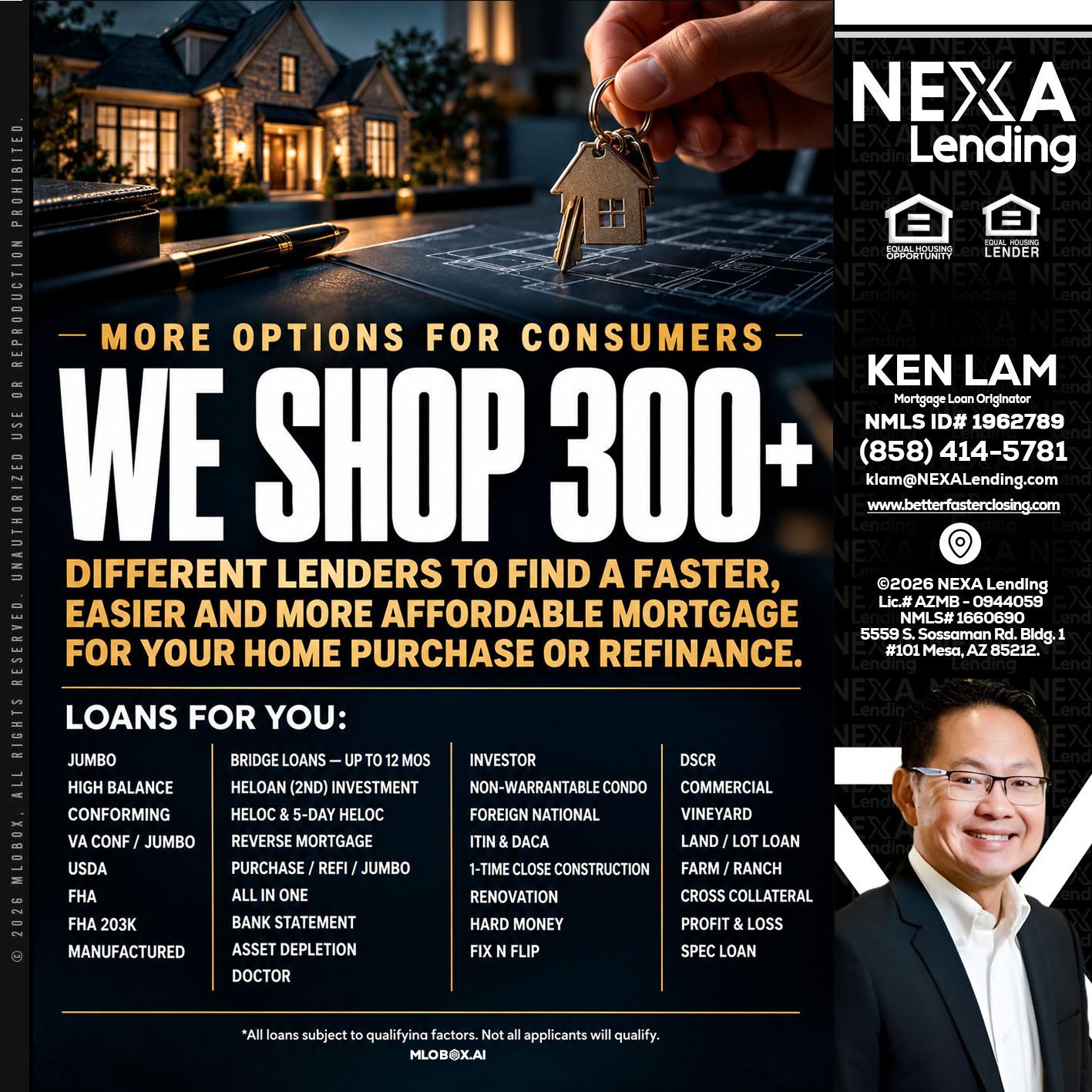 WE SHOP 300+ - Ken Lam -Mortgage Loan Officer
